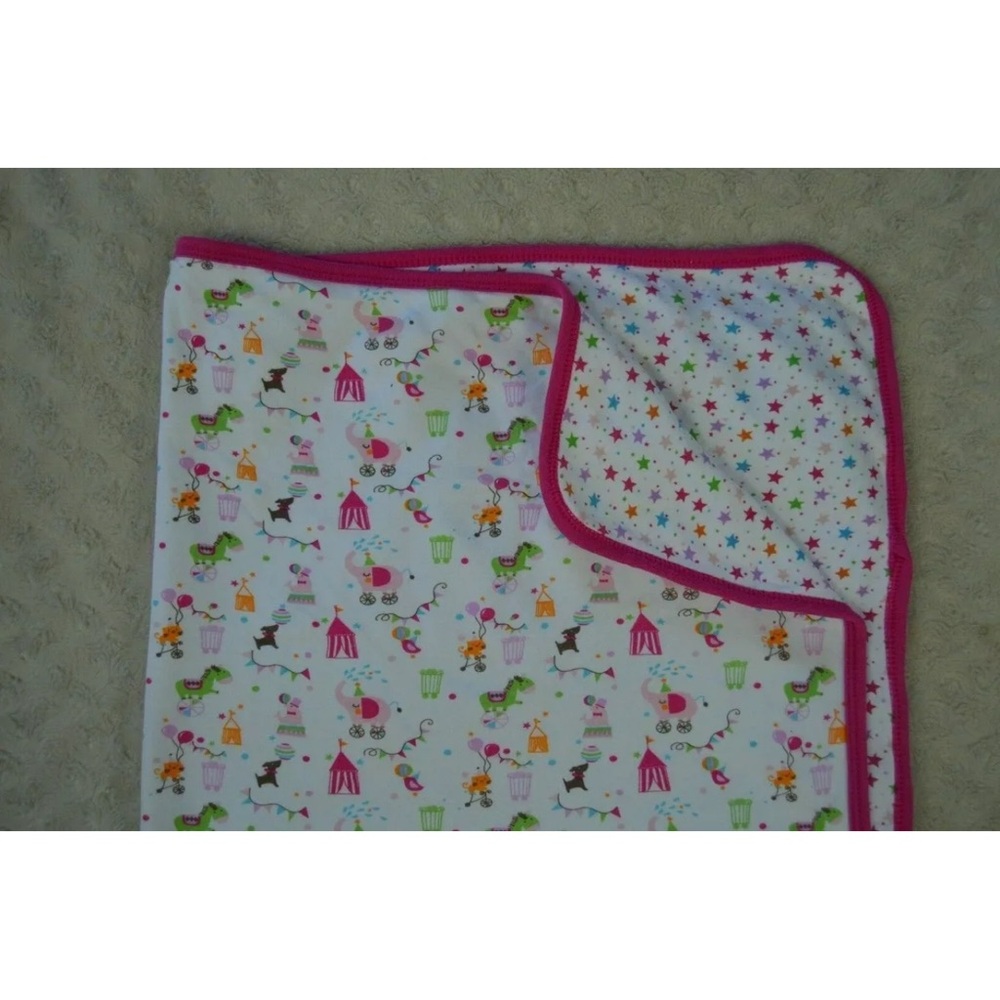 Magnificent Baby Circus Stars Blanket Pink White Green Elephant Tent Tiger Horse